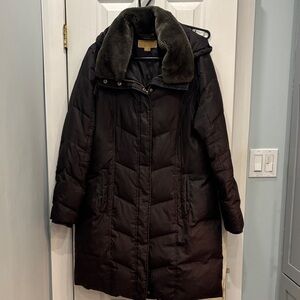 MICHAEL KORS Dark Brown Jacket with Removable Faux Fur Collar